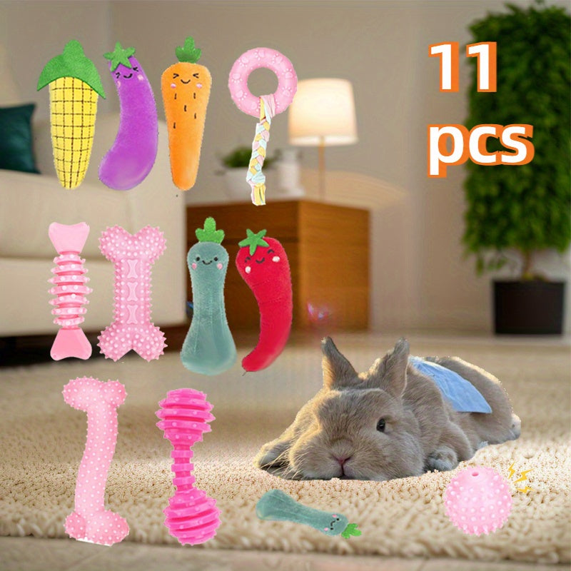 11pcs Upgraded Pet Toy Chew Toy Easy To Clean Interactive Toy Strong Durability Plush Toy Strong Interaction Safe Material Clean Teeth Suitable for Dogs, Cats, Rabbits and Other Pets