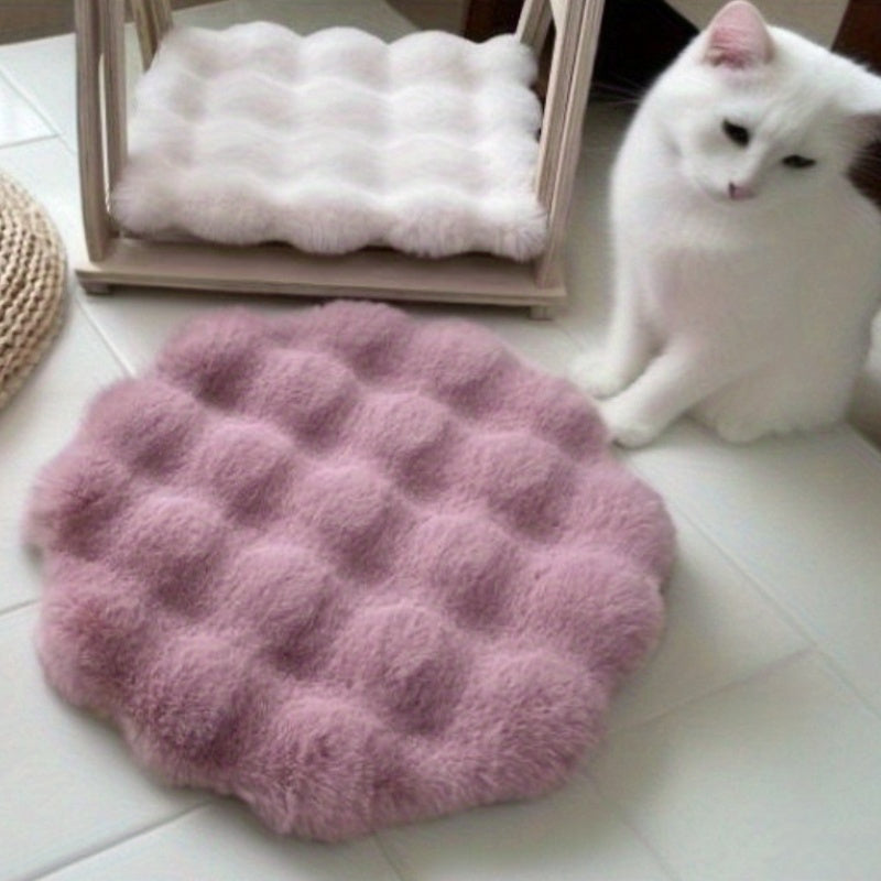 1pc Cozy Flannel Cat Bed Mat with Filling - Round Pet Nest Cushion for Cats and Small Dogs - Warm and Soft Sleeping Pad for Autumn and Winter - Pet Supplies for Cat Owners