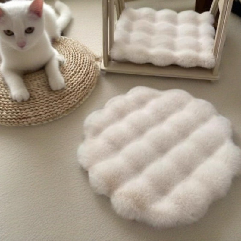 1pc Cozy Flannel Cat Bed Mat with Filling - Round Pet Nest Cushion for Cats and Small Dogs - Warm and Soft Sleeping Pad for Autumn and Winter - Pet Supplies for Cat Owners