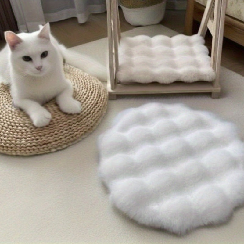 1pc Cozy Flannel Cat Bed Mat with Filling - Round Pet Nest Cushion for Cats and Small Dogs - Warm and Soft Sleeping Pad for Autumn and Winter - Pet Supplies for Cat Owners