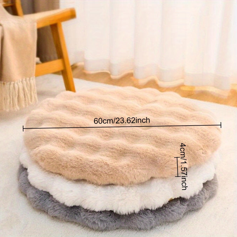 1pc Cozy Flannel Cat Bed Mat with Filling - Round Pet Nest Cushion for Cats and Small Dogs - Warm and Soft Sleeping Pad for Autumn and Winter - Pet Supplies for Cat Owners