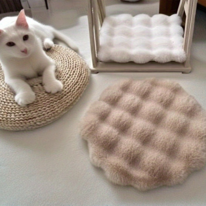 1pc Cozy Flannel Cat Bed Mat with Filling - Round Pet Nest Cushion for Cats and Small Dogs - Warm and Soft Sleeping Pad for Autumn and Winter - Pet Supplies for Cat Owners