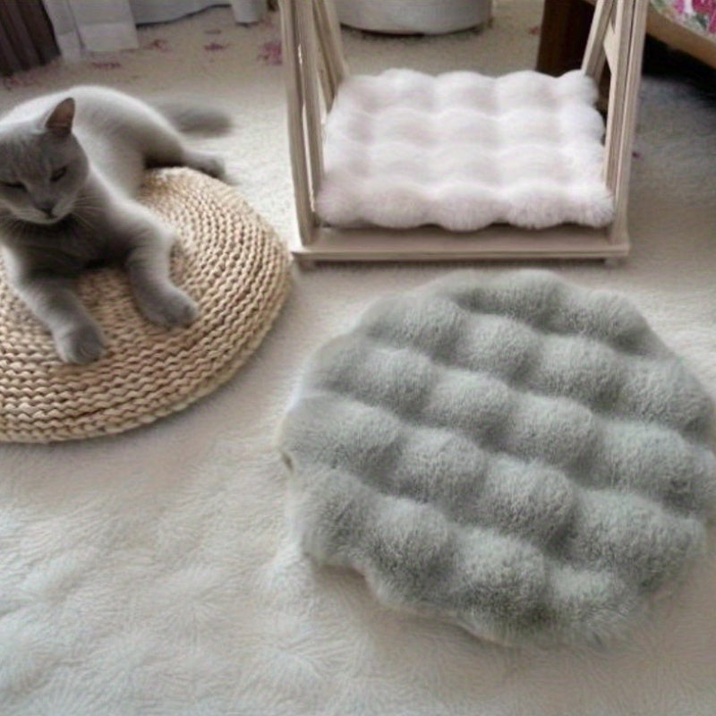 1pc Cozy Flannel Cat Bed Mat with Filling - Round Pet Nest Cushion for Cats and Small Dogs - Warm and Soft Sleeping Pad for Autumn and Winter - Pet Supplies for Cat Owners