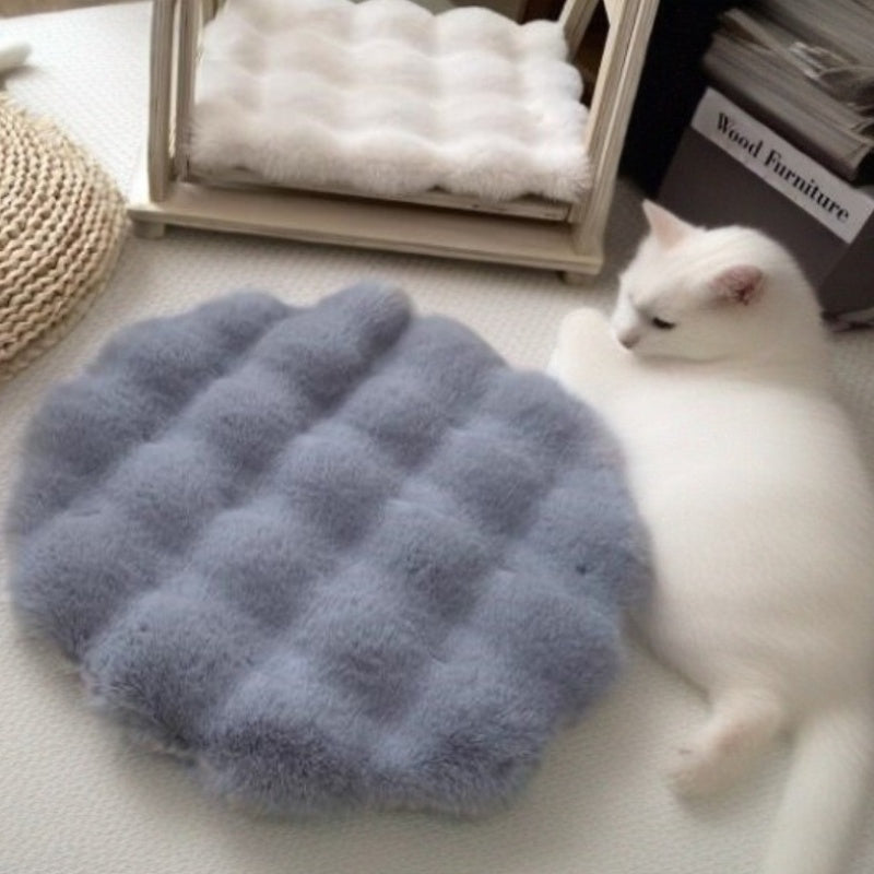 1pc Cozy Flannel Cat Bed Mat with Filling - Round Pet Nest Cushion for Cats and Small Dogs - Warm and Soft Sleeping Pad for Autumn and Winter - Pet Supplies for Cat Owners