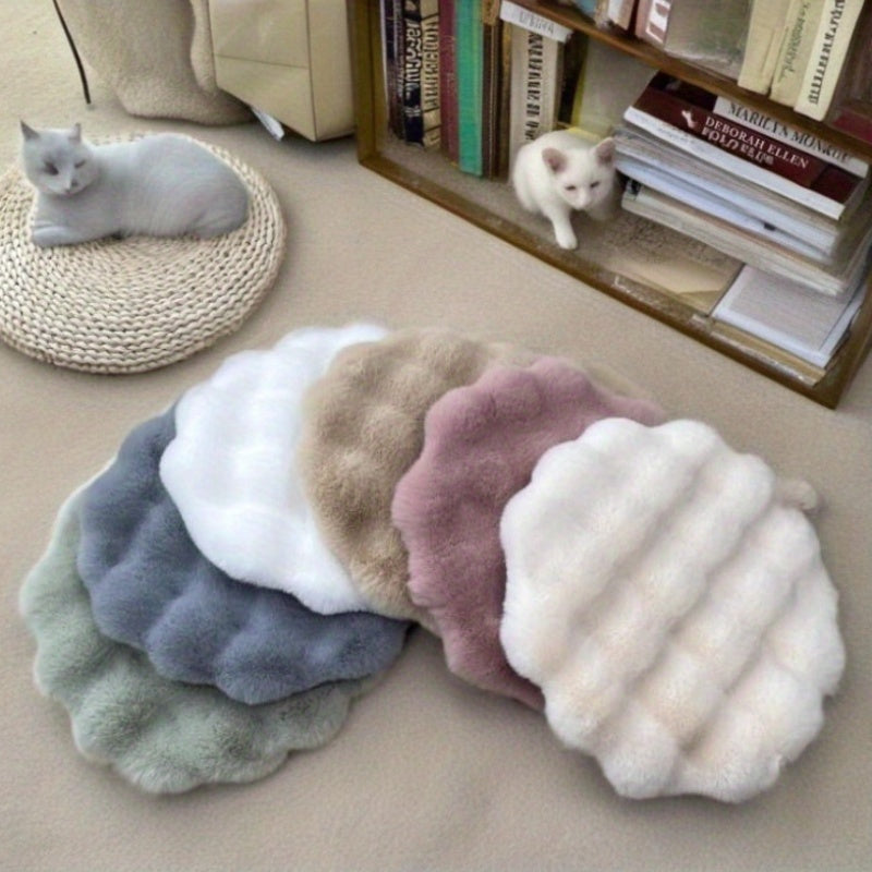 1pc Cozy Flannel Cat Bed Mat with Filling - Round Pet Nest Cushion for Cats and Small Dogs - Warm and Soft Sleeping Pad for Autumn and Winter - Pet Supplies for Cat Owners