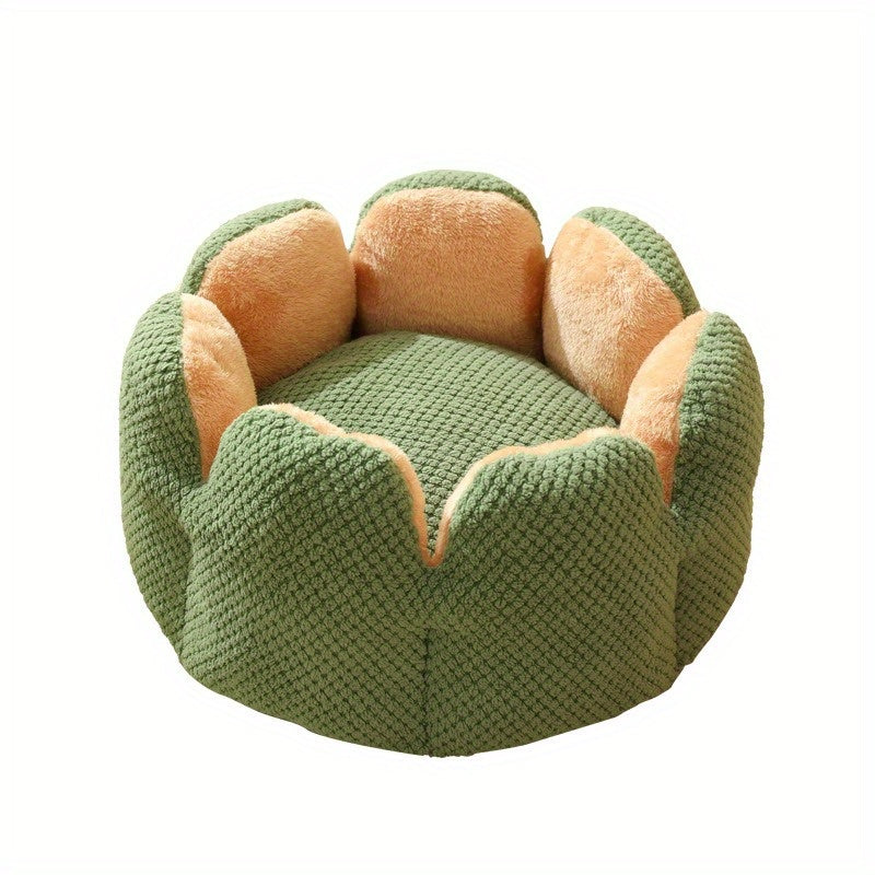 Cactus Petal Pet Bed - Winter Warm Soft Cat Bed & Dog Mat with Petal-Shaped Edge, Green Cushioned Center, Easy-Clean Polyester Pad for Indoor Cats - Cozy Cold Weather Bedding, Stylish Pet Nest, Plush Cushioning, Home Pets