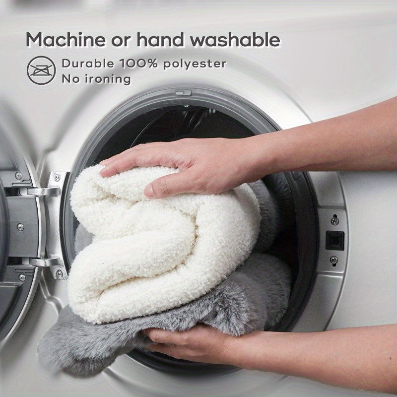 4-in-1 Cat Sleeping Bag & Cozy Cave - Plush Squirrel Fur-Lined Snuggle Bed for Small Pets up to 15 lbs, 21x17 Inch Warm Washable Blanket Mat, Grey Beige & White-Blue Mix for Cats, Puppies, Rabbits