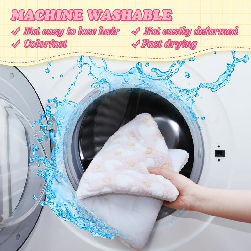 10pcs Soft Fleece Guinea Pig Bed Mats with Cleaning Dustpan Brush - 15x11 Inch Plush Animal Bedding for Small Dogs, Cats, Rats, Hedgehogs, Ferrets, Hamsters - Indoor Pet Bedding with Heart Bear Design, Pet Bedding, Playful Design, Durable Pet Bedding