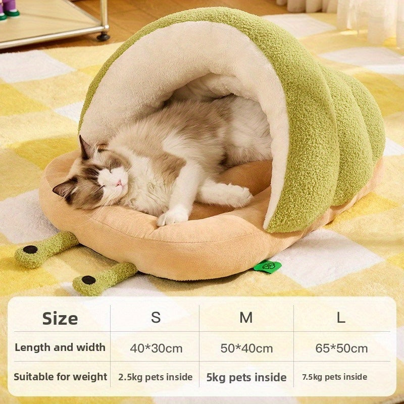Cozy Cloud Velvet Pet Bed for Cats & Small Dogs - Semi-Enclosed Warm Slipper Nest with Plush Cushion, No Assembly Needed, Autumn Winter Home Decor