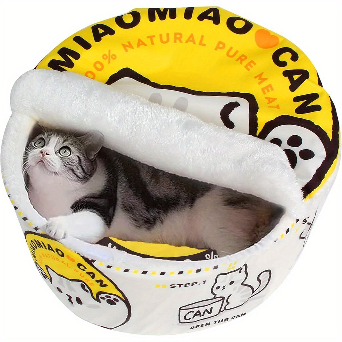 Ramen Noodle Dog & Cat Bed - Super Soft Polyester Pet Nest with Removable Washable Cushion, Cute Cartoon Design for Indoor Cats & Small Medium Large Dogs, Keep Warm & Comfortable, Cozy Pet Furniture, Playful Design, Highquality Material