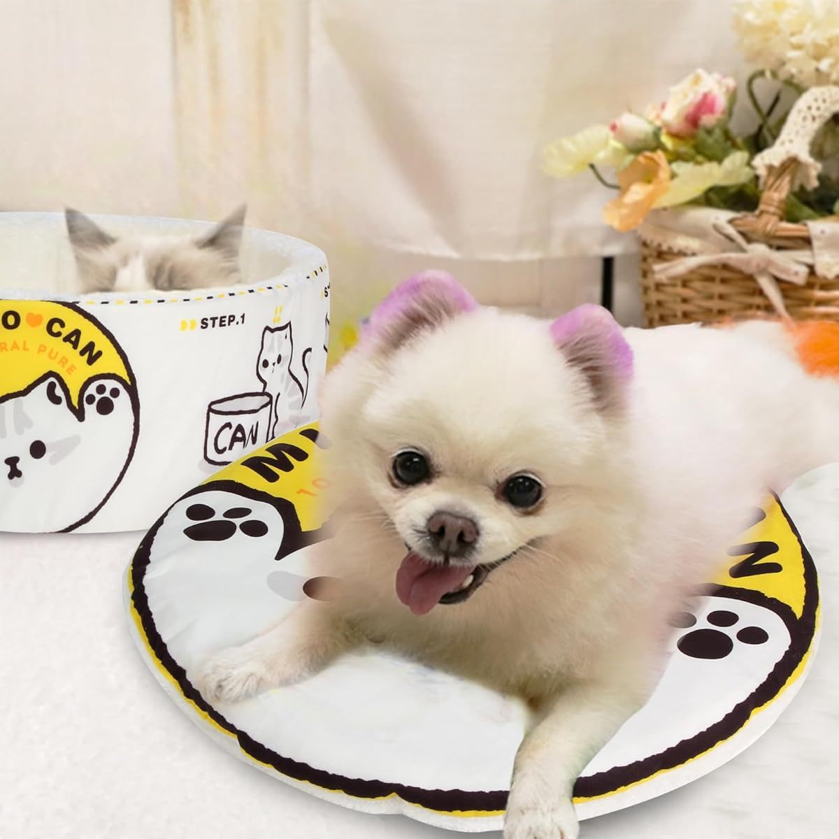 Ramen Noodle Dog & Cat Bed - Super Soft Polyester Pet Nest with Removable Washable Cushion, Cute Cartoon Design for Indoor Cats & Small Medium Large Dogs, Keep Warm & Comfortable, Cozy Pet Furniture, Playful Design, Highquality Material