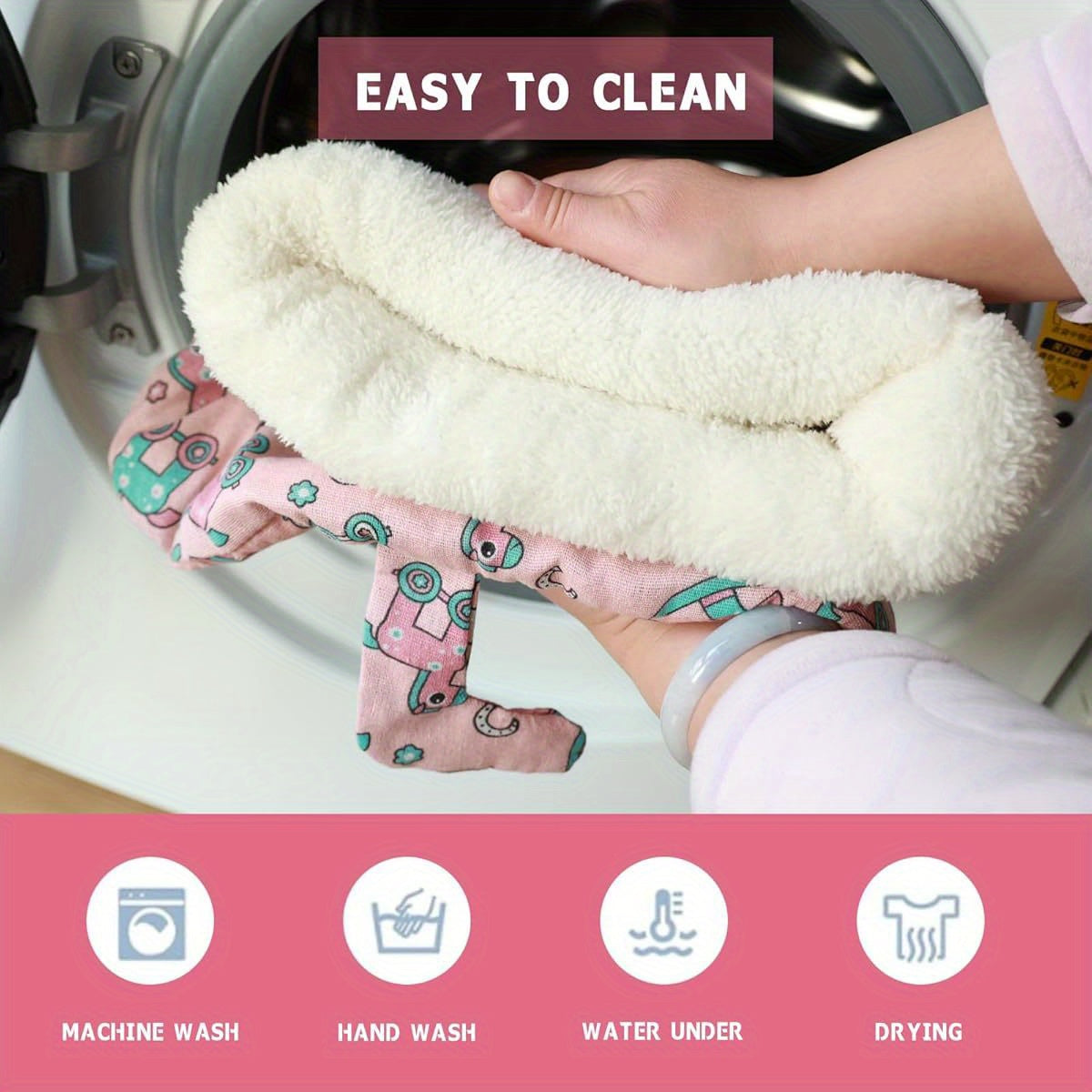 Self-Warming Cat Bed - Winter Warmth, Soft Plush Interior & Outer layer, Chew-Resistant Pet Sleeping Bag for Indoor Cats - Cozy Cave Bed, Pink for Small\u002FMedium Breeds, Small Cat Bed, Whimsical Animal Prints, Durable Polyester Fiber