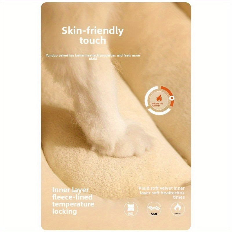 Cozy Cloud Velvet Pet Bed for Cats & Small Dogs - Semi-Enclosed Warm Slipper Nest with Plush Cushion, No Assembly Needed, Autumn Winter Home Decor