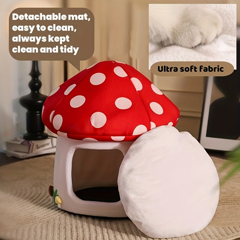 Cat Bed Chocolate Cookie Cat Beds For Indoor Cats Mushroom Cow Shape Cat Cave Bed Cat Tent With Removable & Washable Cushion Pillow Cat House Bed For Cats Small Dogs
