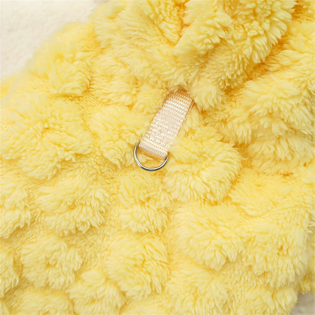 1pc Sunflower Pet Costume - Plush Dog Hoodie with Long Sleeves, Soft Warm Polyester, Suitable for Small to Medium Breeds, All Seasons, Easy Pull-On Design