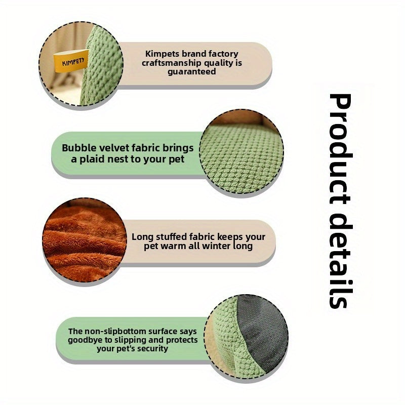 Cactus Petal Pet Bed - Winter Warm Soft Cat Bed & Dog Mat with Petal-Shaped Edge, Green Cushioned Center, Easy-Clean Polyester Pad for Indoor Cats - Cozy Cold Weather Bedding, Stylish Pet Nest, Plush Cushioning, Home Pets