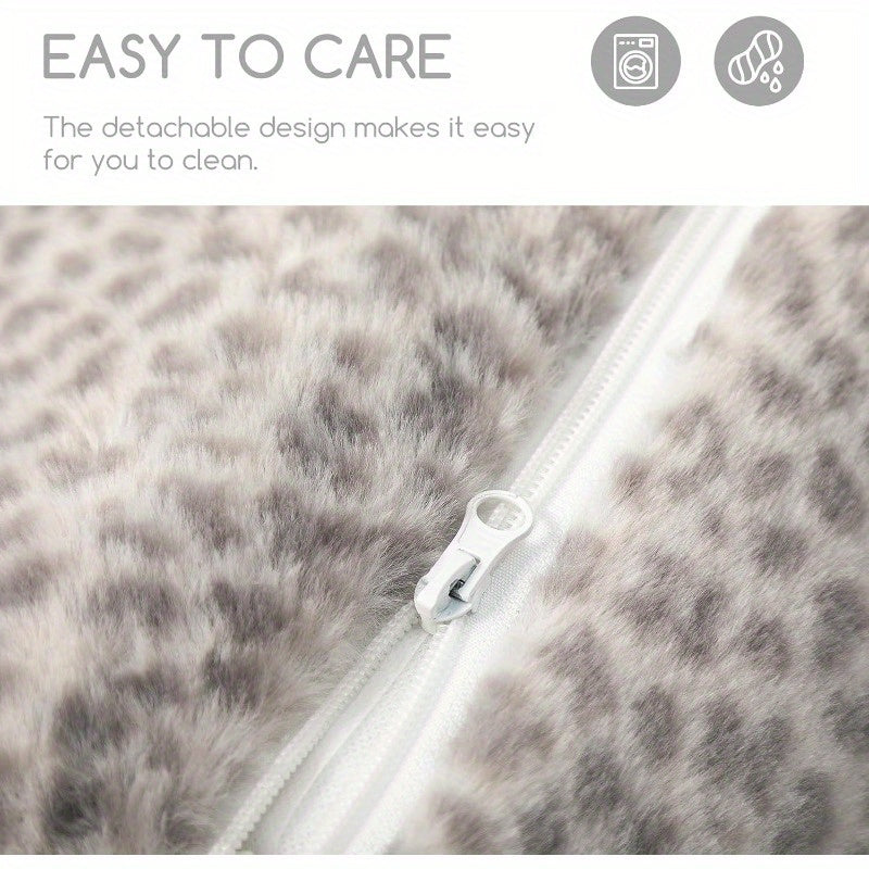 Cat Bed Fluffy Plush Mutifuctional DoubleLayer Soft Pet Couch Orthopedic Sofa Nest Beds for Small Cats and Dogs Snow Leopard 21x15x8 inch