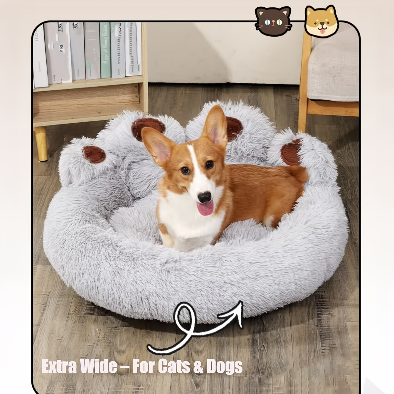 Thickened Plush Bear Paw Pet Bed for Dogs & Cats - Extra Large Dog Bed Cat Cushion Bed, Non-Slip Bottom - Soft Warm Cushion In 5 Sizes - Best Gift for Your Pets