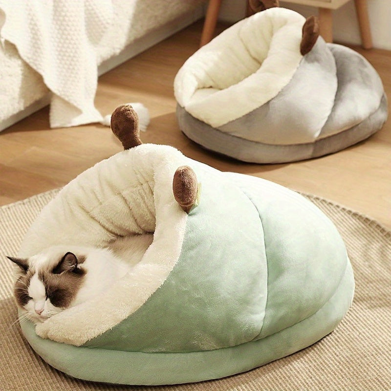 Winter Warm Indoor Cozy Plush Dog Cat Sleeping Bag Soft Calming Pet House Cave Nest Donut Tunnel Bed Grey Large