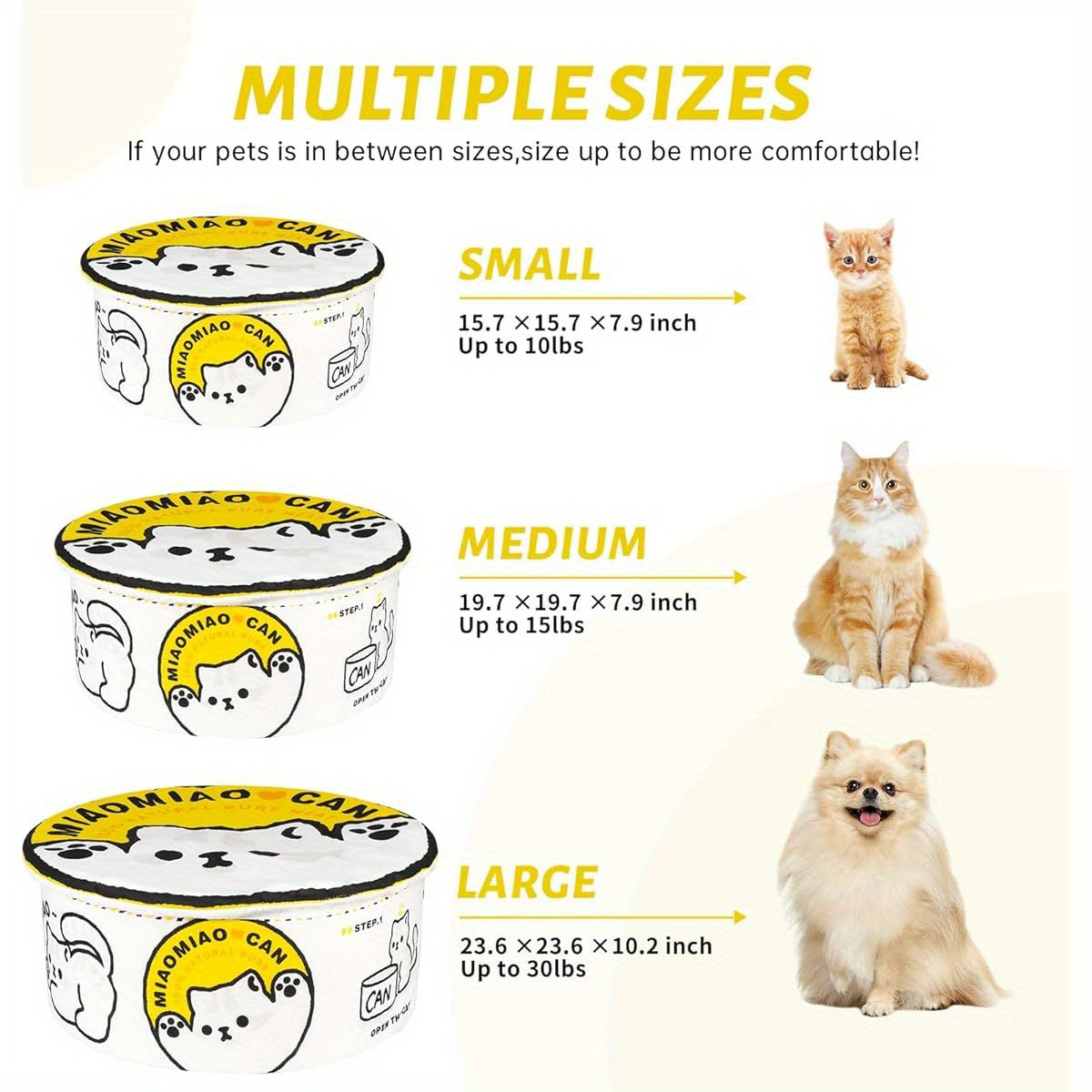 Ramen Noodle Dog & Cat Bed - Super Soft Polyester Pet Nest with Removable Washable Cushion, Cute Cartoon Design for Indoor Cats & Small Medium Large Dogs, Keep Warm & Comfortable, Cozy Pet Furniture, Playful Design, Highquality Material