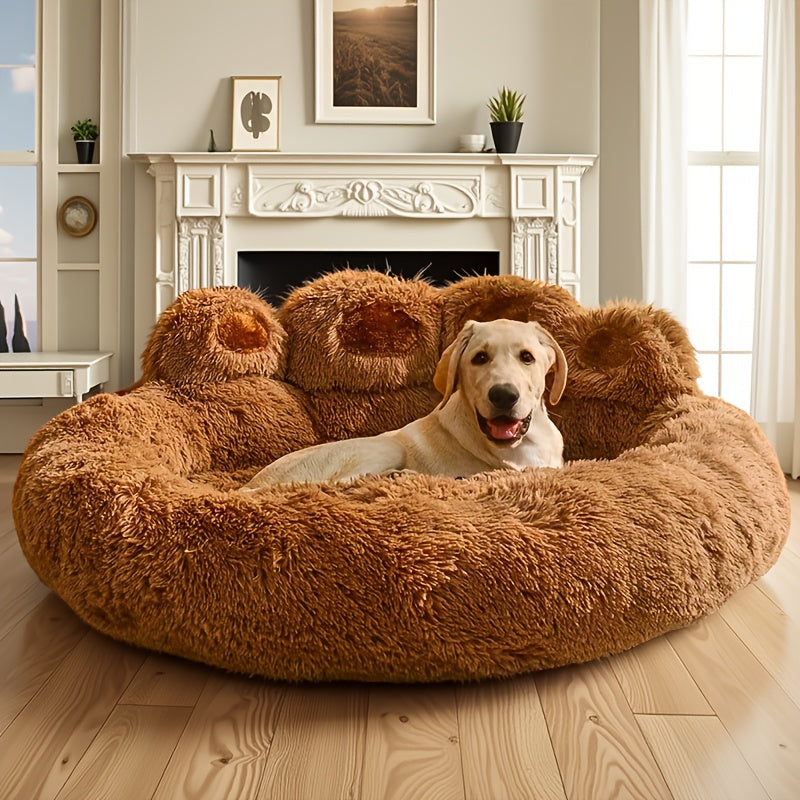 Thickened Plush Bear Paw Pet Bed for Dogs & Cats - Extra Large Dog Bed Cat Cushion Bed, Non-Slip Bottom - Soft Warm Cushion In 5 Sizes - Best Gift for Your Pets