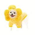 1pc Sunflower Pet Costume - Plush Dog Hoodie with Long Sleeves, Soft Warm Polyester, Suitable for Small to Medium Breeds, All Seasons, Easy Pull-On Design