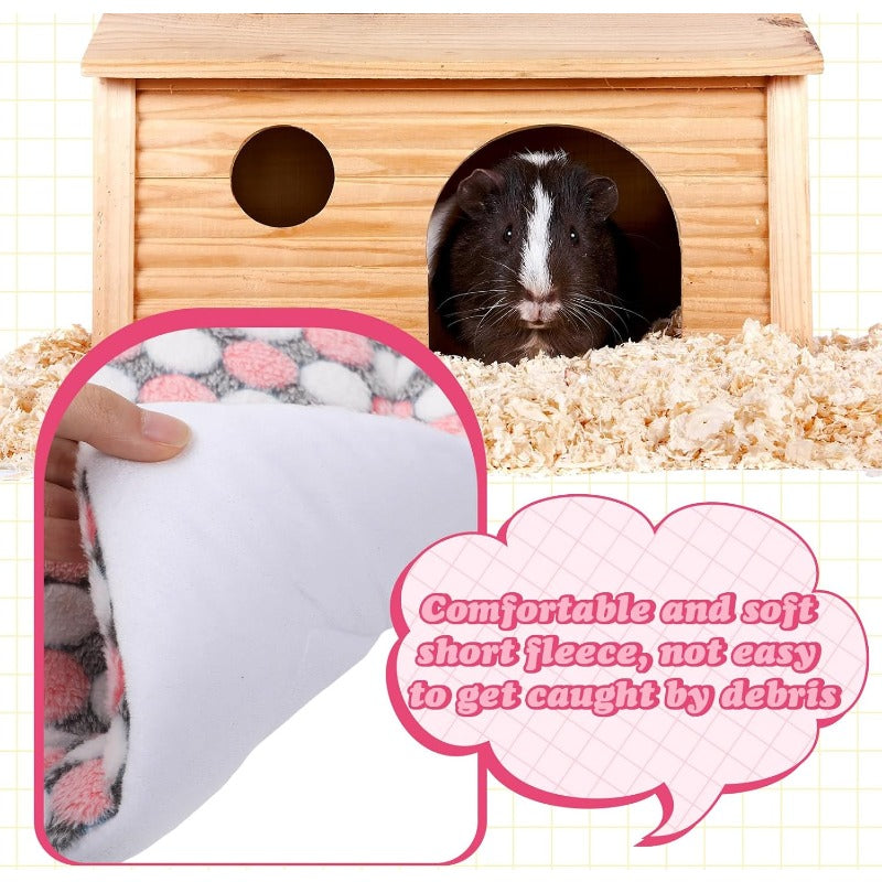 10pcs Soft Fleece Guinea Pig Bed Mats with Cleaning Dustpan Brush - 15x11 Inch Plush Animal Bedding for Small Dogs, Cats, Rats, Hedgehogs, Ferrets, Hamsters - Indoor Pet Bedding with Heart Bear Design, Pet Bedding, Playful Design, Durable Pet Bedding